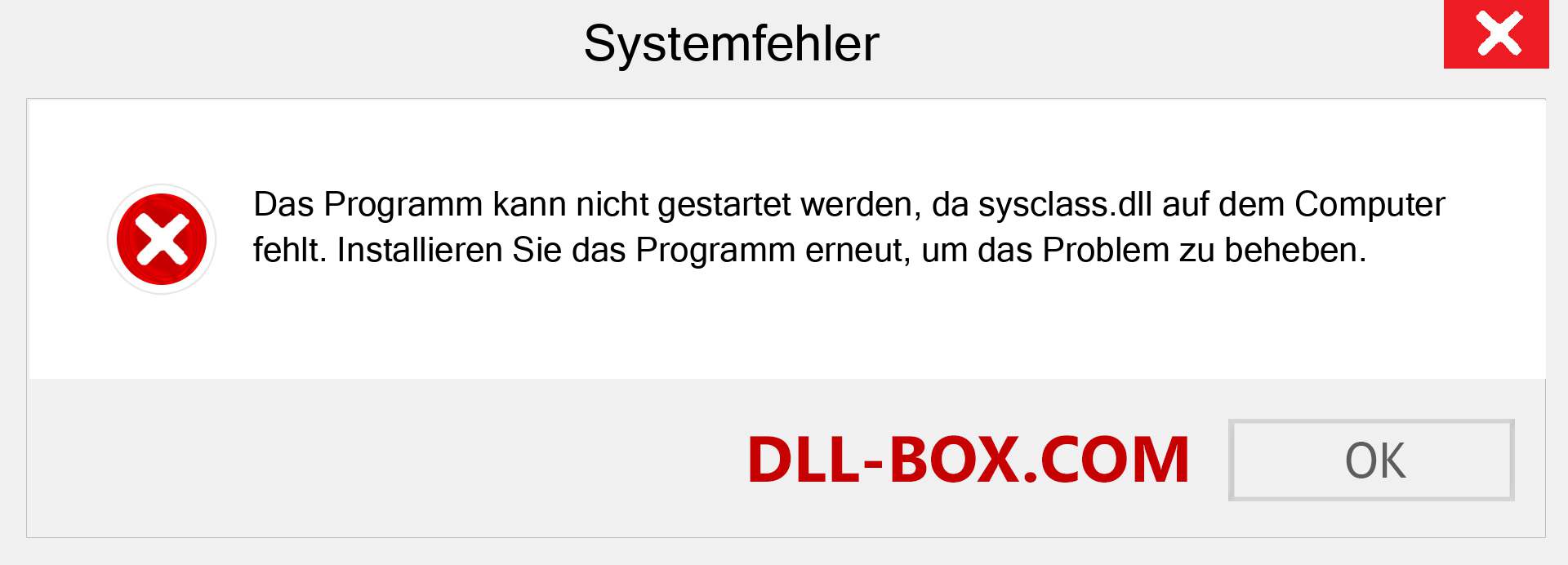 sysclass.dll-Datei fehlt?. Download für Windows 7, 8, 10 - Fix sysclass dll Missing Error unter Windows, Fotos, Bildern